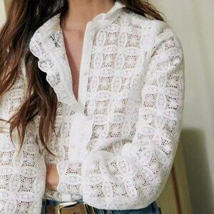 Sezane Chlo Shirt Ecru guipure lac
